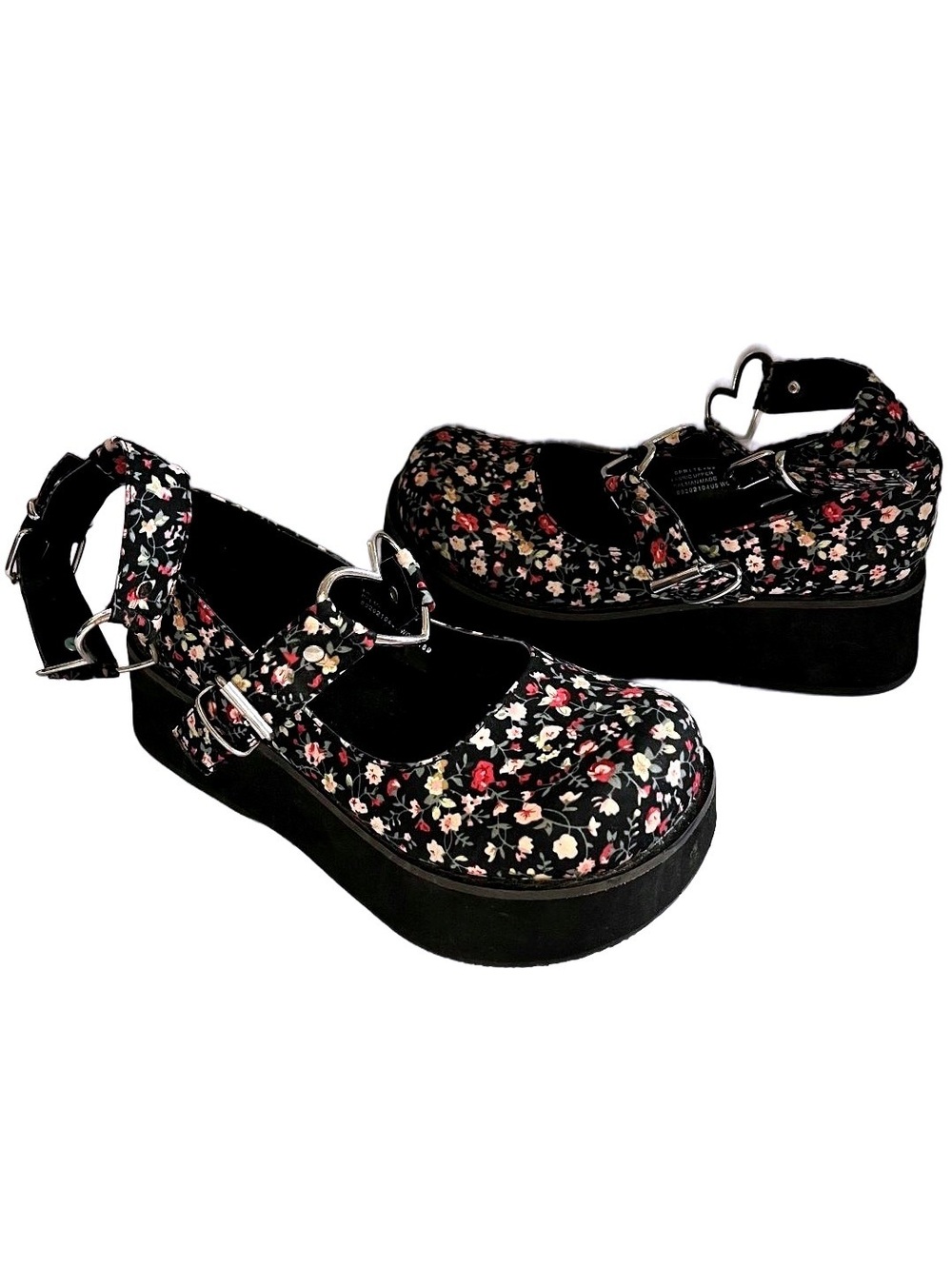 Dolls Kill Demonia Women's Floral Fabric Platform Shoes Size 9
